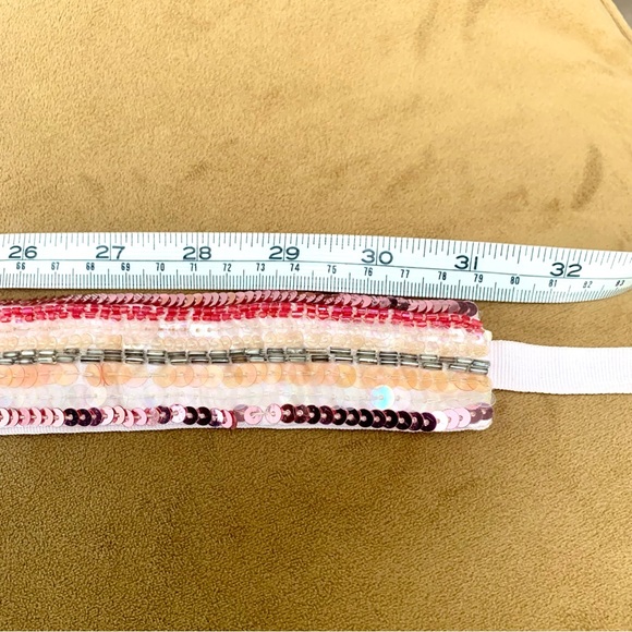 Sequined shimmer sparkly fabric tie belt - Picture 7 of 8